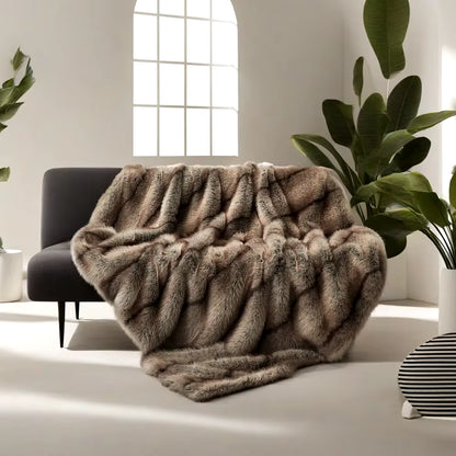 "Indulge in Luxury: Plush Faux Fox Fur Blanket for Beds & Sofas"