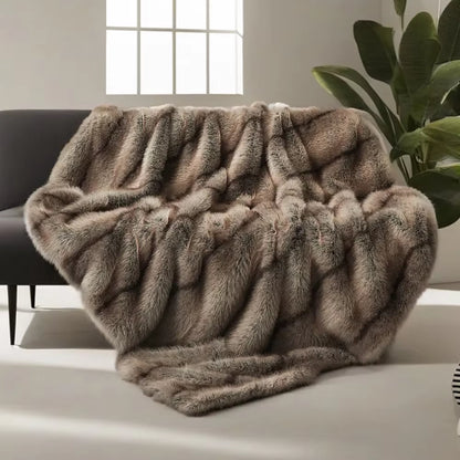 "Indulge in Luxury: Plush Faux Fox Fur Blanket for Beds & Sofas"