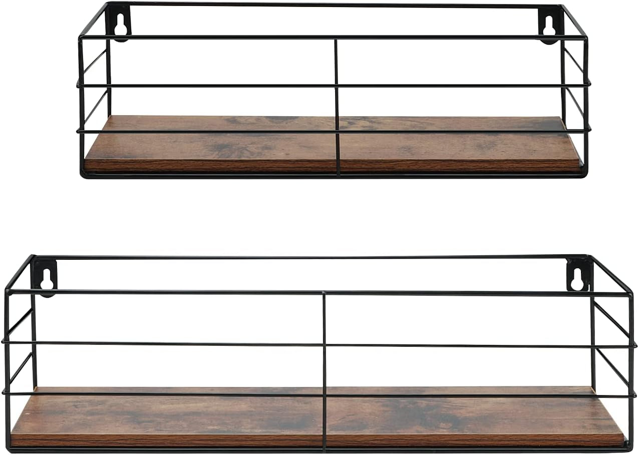 Floating Shelf Wall Mounted Set of 2, Hanging Storage Shelves for Bathroom, Living Room, Bedroom, Kitchen, Office