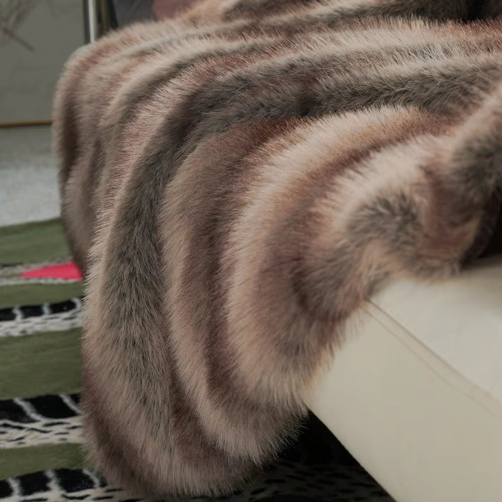 "Indulge in Luxury: Plush Faux Fox Fur Blanket for Beds & Sofas"